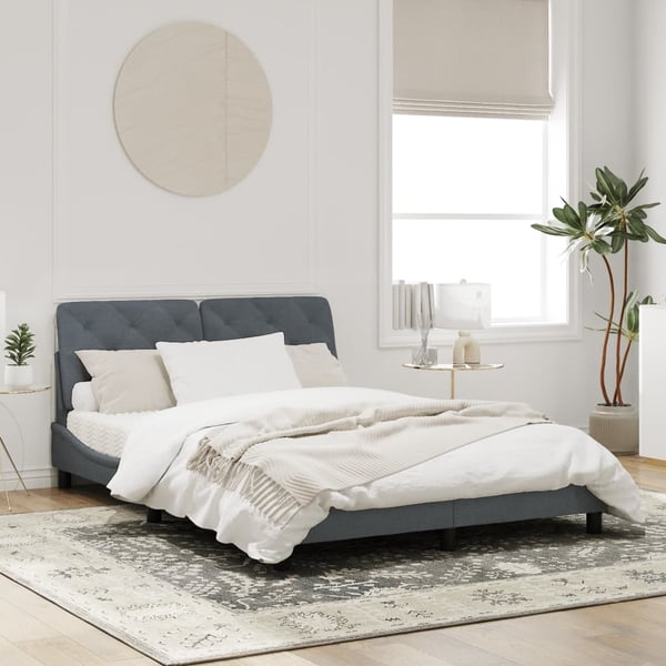vidaXL sengeramme med LED uden madras 160x200 cm velour mørkegrå