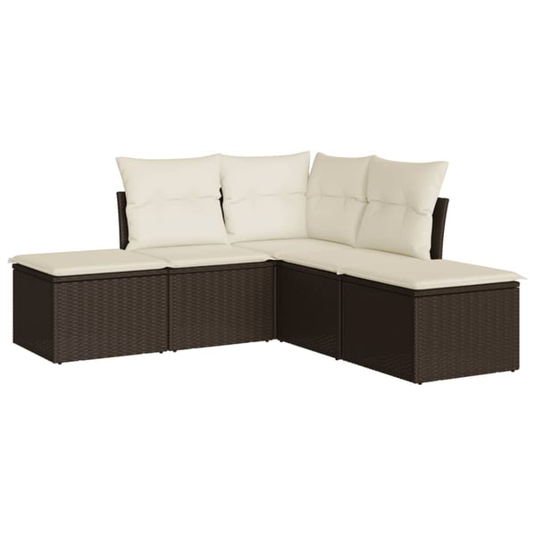 vidaXL sofasæt til haven 5 dele med hynder polyrattan brun