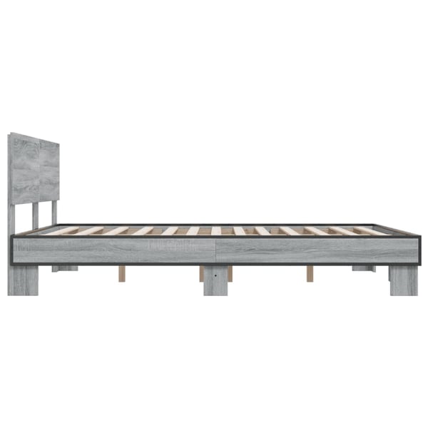 vidaXL Sengeramme grå sonoma 150x200 cm konstruert tre og metall