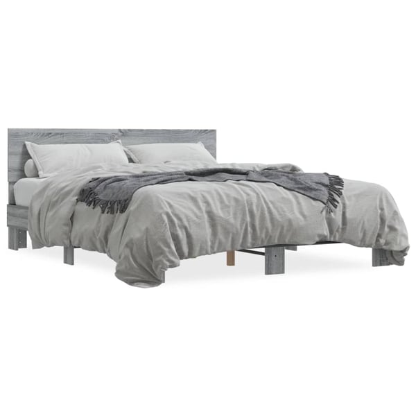 vidaXL Sengeramme grå sonoma 150x200 cm konstruert tre og metall