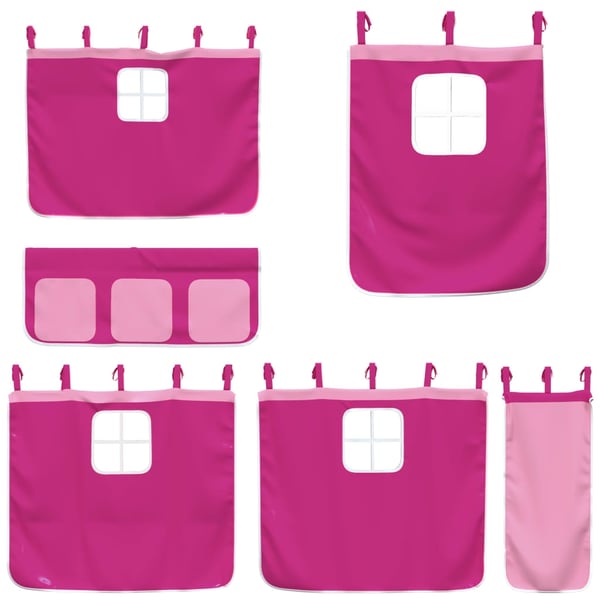 vidaXL Køyeseng med gardiner rose 90x190 cm heltre furu