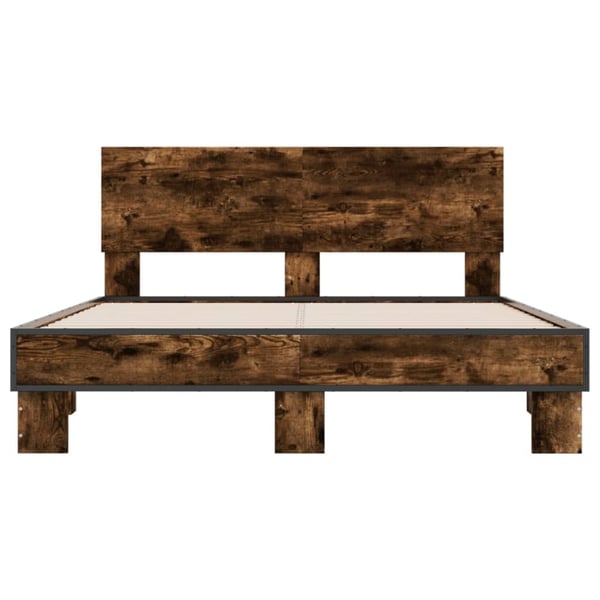 vidaXL Sengeramme røkt eik 140x190 cm konstruert tre og metall