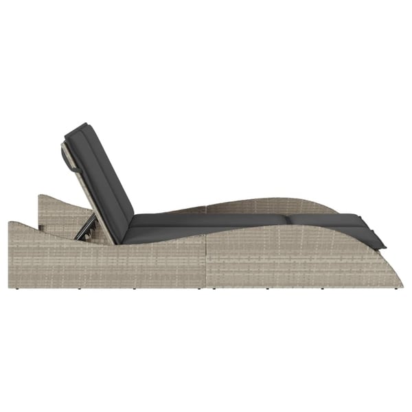 vidaXL liggestol med hynde 114x205x73 cm polyrattan lysegrå