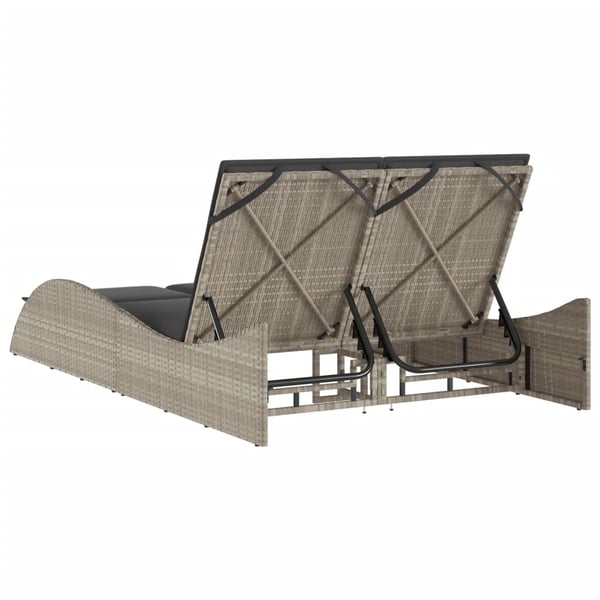 vidaXL liggestol med hynde 114x205x73 cm polyrattan lysegrå