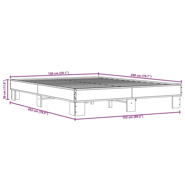 vidaXL Sengeramme grå sonoma 150x200 cm konstruert tre og metall