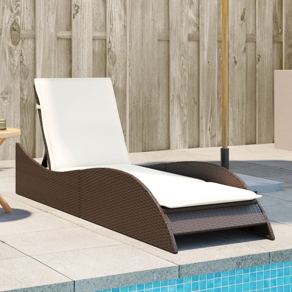 vidaXL liggestol med hynde 60x205x73 cm polyrattan brun