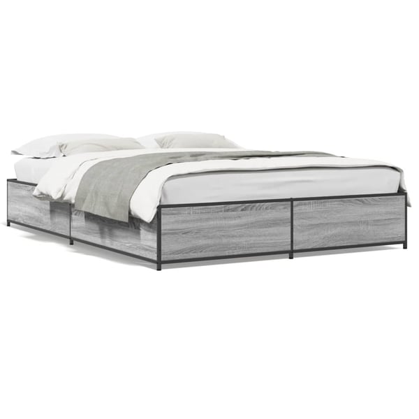 vidaXL Sengeramme grå sonoma 120x190 cm konstruert tre og metall