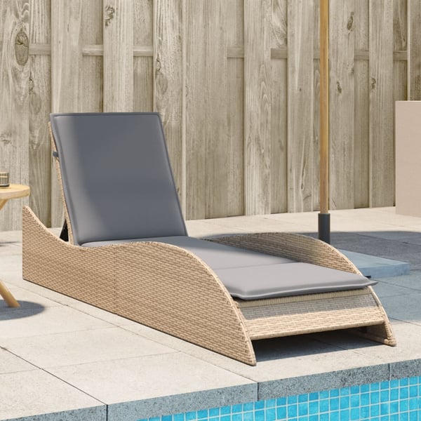 vidaXL liggestol med hynde 60x205x73 cm polyrattan beige