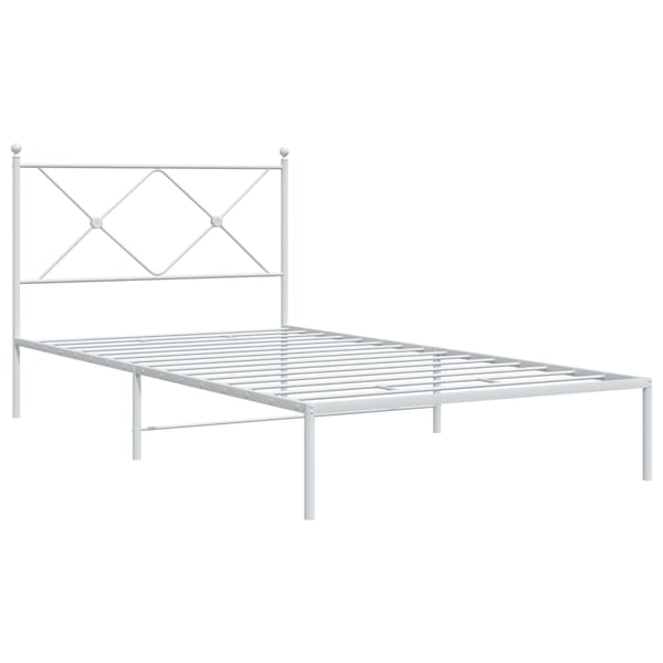 vidaXL Sengeramme i metall med hodegavl hvit 107x203 cm