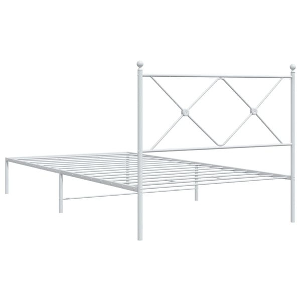 vidaXL Sengeramme i metall med hodegavl hvit 107x203 cm