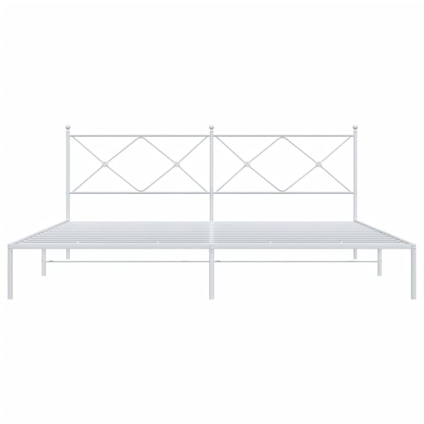 vidaXL Sengeramme i metall med sengegavl hvit 200x200 cm
