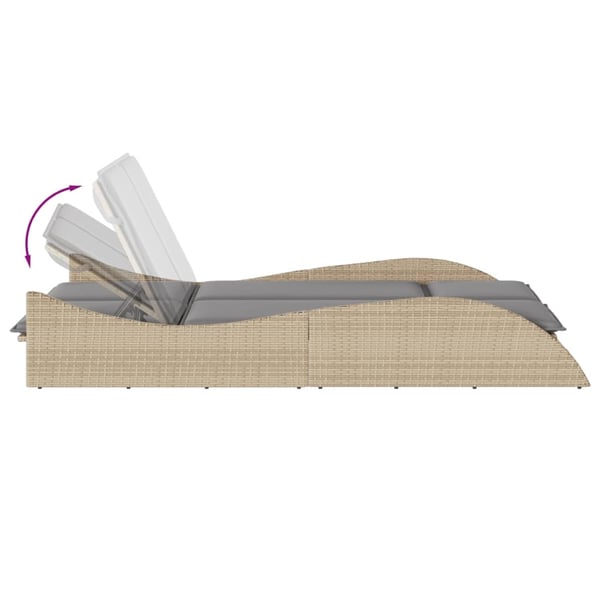 vidaXL liggestol med hynder 114x205x73 cm polyrattan beige
