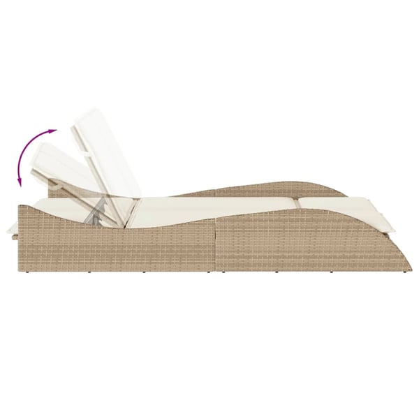 vidaXL liggestol med hynder 114x205x73 cm polyrattan beige