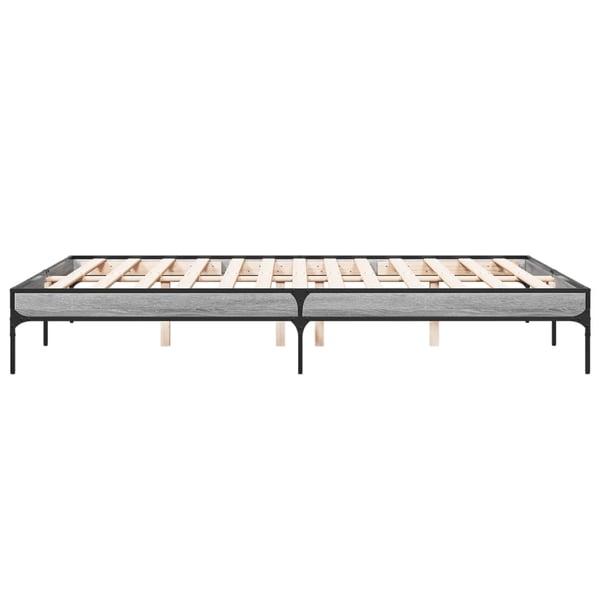vidaXL Sengeramme grå sonoma 140x200 cm konstruert tre og metall