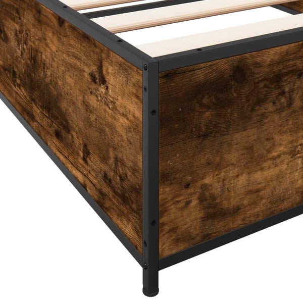 vidaXL Sengeramme røkt eik 100x200 cm konstruert tre og metall