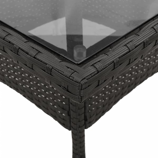 vidaXL spisebordssæt til haven 3dele m. hynder polyrattan og glas sort