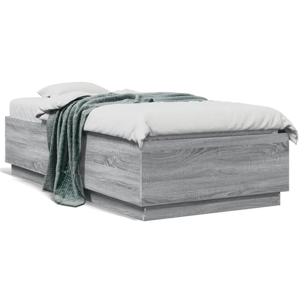vidaXL Sengeramme grå sonoma 90x190 cm konstruert tre