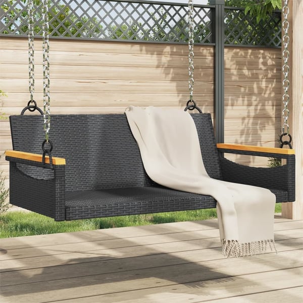 vidaXL gyngebænk 109x62x40 cm polyrattan sort