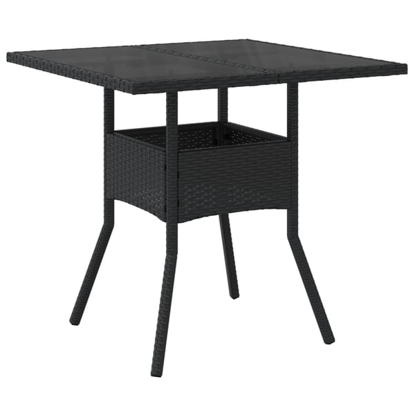 vidaXL spisebordssæt til haven 5dele m. hynder polyrattan og glas sort