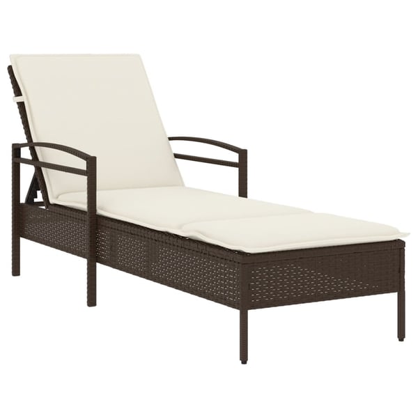 vidaXL liggestol med hynde 63x200x81 cm polyrattan brun