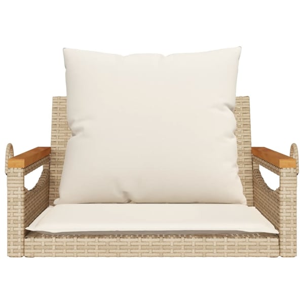vidaXL gyngebænk med hynder 63x62x40 cm polyrattan beige
