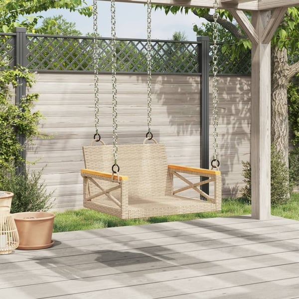 vidaXL gyngebænk 63x62x40 cm polyrattan beige