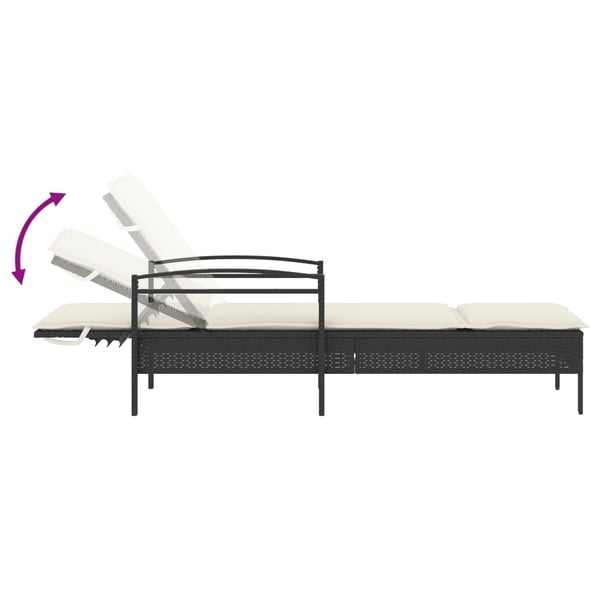 vidaXL liggestol med hynde 63x200x81 cm polyrattan sort
