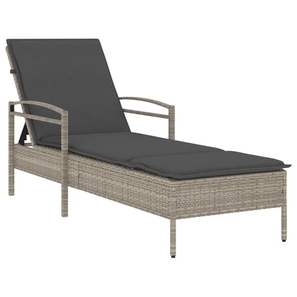 vidaXL liggestol med hynde 63x200x81 cm polyrattan lysegrå