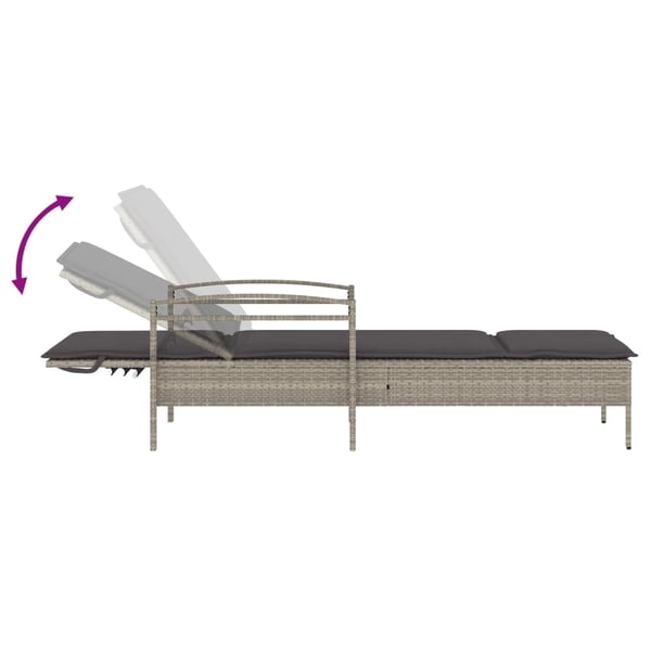 vidaXL liggestol med hynde 63x200x81 cm polyrattan lysegrå