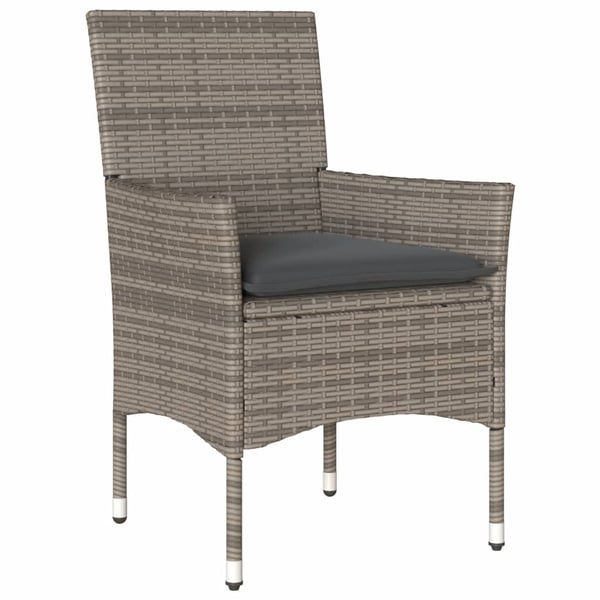vidaXL spisebordssæt til haven 5dele med hynder polyrattan og glas grå