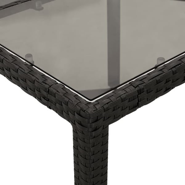 vidaXL spisebordssæt til haven 5dele m. hynder polyrattan og glas sort