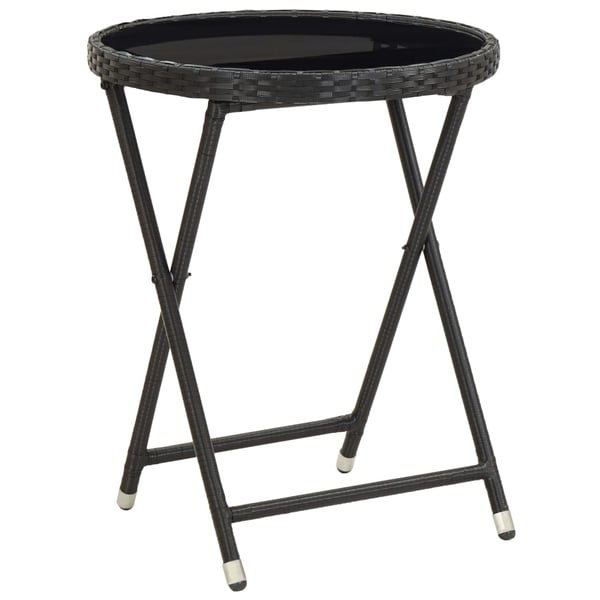 vidaXL bistrosæt til haven 3 dele med hynder polyrattan og glas sort