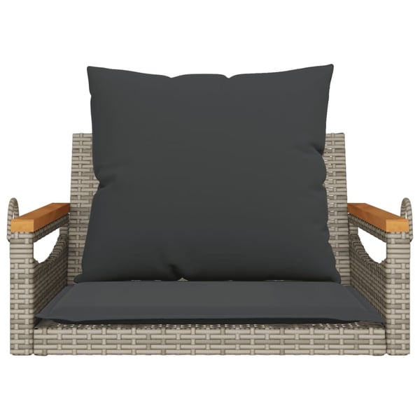 vidaXL gyngebænk med hynder 63x62x40 cm polyrattan grå