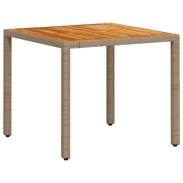 vidaXL spisebordssæt til haven 5dele m. hynder polyrattan akacie beige