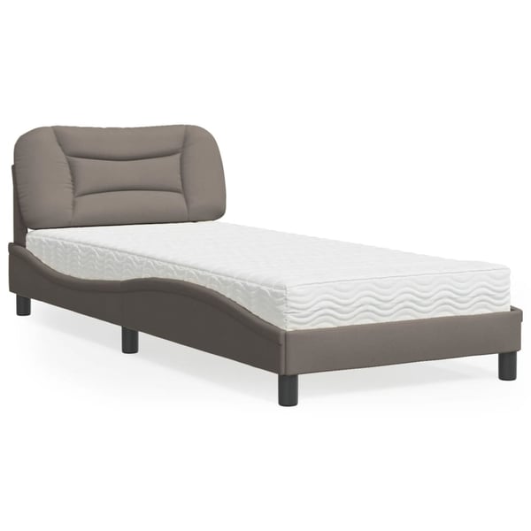 vidaXL seng med madras Hvar 80x200 cm stof gråbrun
