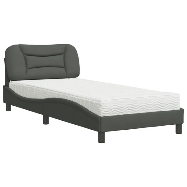 vidaXL seng med madras Hvar 90x200 cm stof mørkegrå