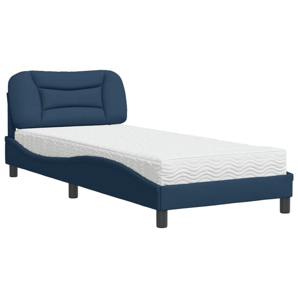 vidaXL seng med madras Hvar 90x200 cm stof blå