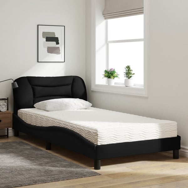 vidaXL seng med madras Hvar 100x200 cm stof sort