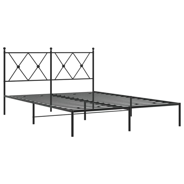 vidaXL Sängram med huvudgavel metall svart 140x190 cm