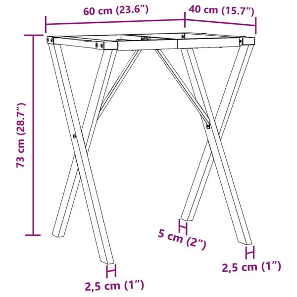 vidaXL Ben for spisebord X-ramme 60x40x73 cm stål