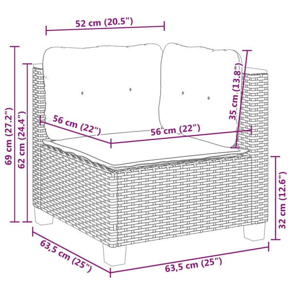 vidaXL sofasæt til haven 4 dele med hynder polyrattan grå