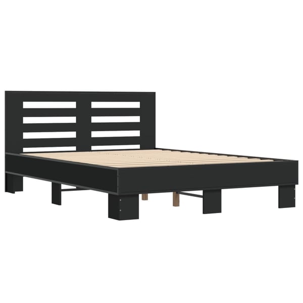 vidaXL sengestel 135x190 cm konstrueret træ og metal sort