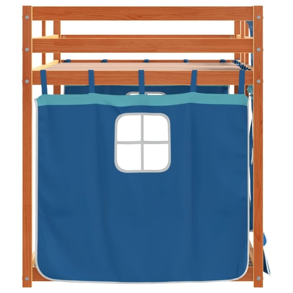 vidaXL køjeseng med gardiner 75x190 cm massivt fyrretræ blå