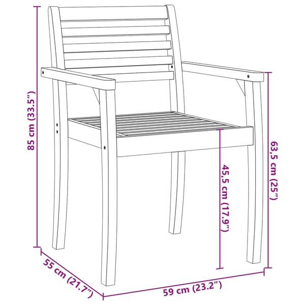 vidaXL Hagestoler 2 stk 59x55x85 cm heltre akasie