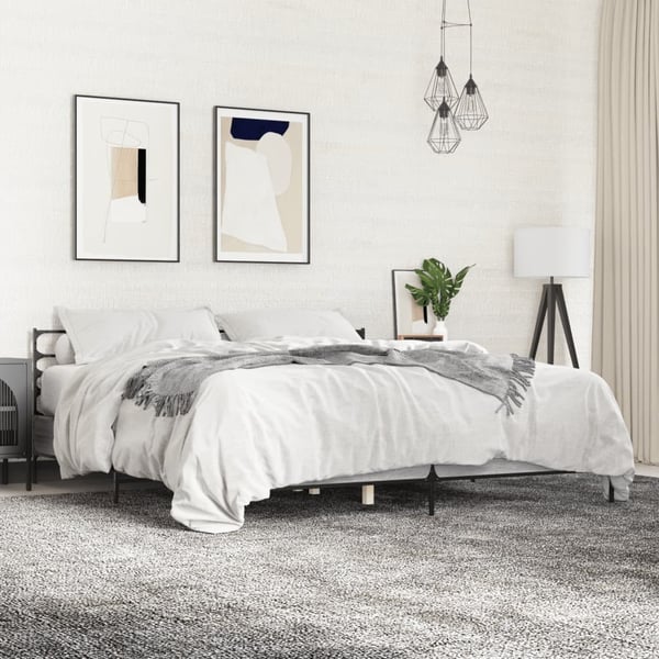 vidaXL Sängynrunko harmaa Sonoma 180x200 cm tekninen puu ja metalli