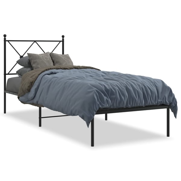 vidaXL Sengeramme i metall med hodegavl svart 80x200 cm