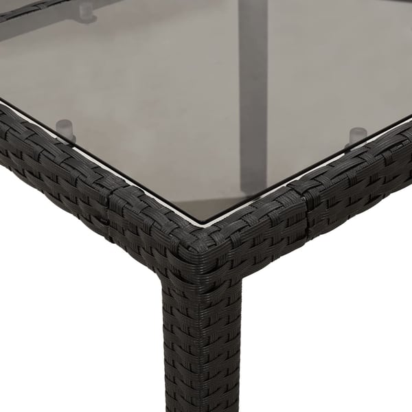 vidaXL spisebordssæt til haven 7dele m. hynder polyrattan og glas sort