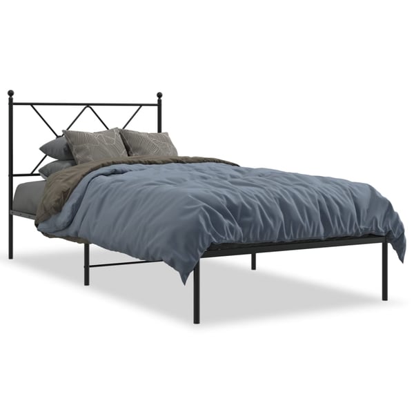 vidaXL Sengeramme i metall med hodegavl svart 90x190 cm