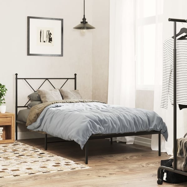 vidaXL Sengeramme i metall med hodegavl svart 90x190 cm