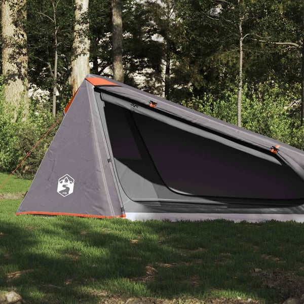 vidaXL Campingtält tunnel 1 person grå och orange vattentätt